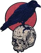 The Raven On The Skull Patch Embroidered Applique Badge Iron On Sew On Emblem