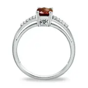 Cushion-Cut Garnet and White Topaz Ring in Sterling Silver