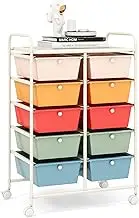 RELAX4LIFE Rolling Storage Cart with 10 Drawers - Craft Storage Cart with Lockable Wheels,Utility Cart, Art Cart Organizer for Crafting Storage, Studio, Office, Home, School Rolling Drawer Cart
