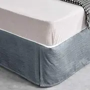 New Bed Skirt Valance Corrugated Seersucker Pattern (Queen, Silver Grey)