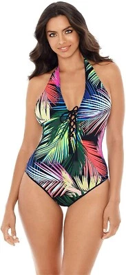 NWT Skinny Dippers Sirena Lace Up One Piece Swimsuit Size L