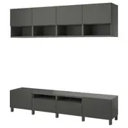BESTÅ TV storage combination, dark grey/Lappviken/Stubbarp dark grey, 240x42x230 cm