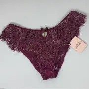 Agent Provocateur Zalia Burgundy Brief AP4 Large NWT $320