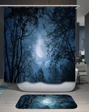 Artistic Moonlight Forest Shower Curtain