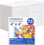 Mini Canvas for Painting 4x4 inch, 72 Pack Small Canvases Bulk for Kids Art Novices, Acrylic Oil Painting Canvases for Leisure Art, Blank Canvas Panels Gesso Primed Acid-Free 100% Cotton