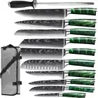 Kitchen Knife Set Stainless Steel Japanese Cleaver Chef Knives & Bag & Sharpener