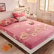 Cartoon Fleece Warm Fitted Sheet Kids Mattress Protective Cover Coral Fleece Non-Slip King Queen Bed Cover-8_200*220cm+30cm(1pcs)