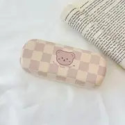 Animal Eyeglasses Case (various designs) Bear - Checkerboard - Light Purple - One Size