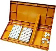 Mahjong Tiles Chinese Mahjong Set Classic Tiles Games Travel Mini Mahjong Set with Folding Mahjong Table for Travel Family Leisure Entertainment Chinese Mahjong
