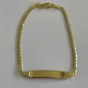 Baby Toddler ID Bracelet Solid 14k Yellow Gold Cuban Link, 6 Inches, New!