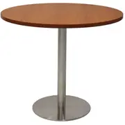 Rapidline Circular Meeting Table Stainless Steel Disc Base D900 x H755mm Cherry