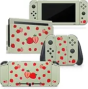 Tacky Design Cute Strawberry Skin for Nintendo Switch Skin - Premium Vinyl 3M Green Nintendo Switch Stickers Set - Switch Skin for Console, Dock, Joy Con - Decal Full Wrap