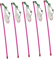 Abaodam 5Pcs Cat Plush Mouse Teaser Stick Interactive for Kittens Color Engaging Playtime for Cat Lovers