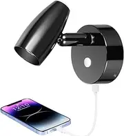 Obeaming 12V Reading Light RV Motorhome LED Dimmable Flexible Wall Lamp Spot Bed Lamp for Boat Caravan Camper Yacht 12-24 VDC with USB Charger and Blue Night Light Gloss Black