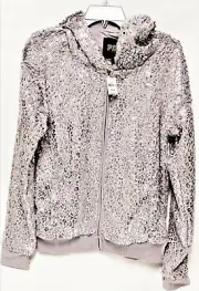 Victoria Secret PINK Silver Metallic Animal Leopard Print Jacket Med M Medium M1