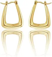 [Her Lab] | 14K Gold Plated Tiny Huggie Hoop Earrings Square Ear Cuff Small Hoop Earrings for Women Girls Minimal Simple Jewelry Gift
