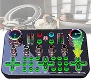 Live Sound Card Audio Mixer,All-in-One Audio Interface Dj Mixer,12 Electronic Tone,8 Modes,16 Magic Sound Effects,4 Function,for Video Production,Live Streaming,Gaming Voiceovers