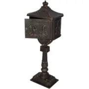 Cast Aluminum Mailbox - Bronze Postal Box, Locking Door & 2 Keys, Classic Design