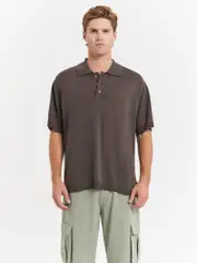 Ollie Knit Polo in Coal