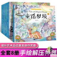 在飛比找蝦皮購物優惠-新品免運填色本 著色本成人兒童填色本 共8冊 秘密花園手繪減