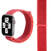 For Apple Watch Ultra,49-mm Case,Nylon Watch Band,Fastener,Rose Red