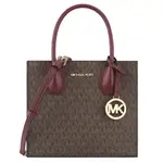 MICHAEL KORS 經典滿版風琴包 手提斜背包 防刮PVC皮革 側背包 手提包 M87864 酒紅色MK(現貨)▶指定OUTLET商品5折起☆現貨【送禮首選★APP下單點數4倍送】