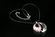 purple Swirl shape lucite pendant black leather necklace girl Birthday gift K16