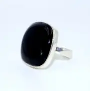 Mesmerizing Natural Black Onyx Stone Ring Silver Gold plated Ring Gift for her