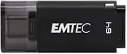 Emtec D400 64GB USB 3.2 Type-C Flash Drive, Purple/Black
