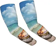 [FHEDVBN] Sea Turtle Starfish Arm Sleeves Compression Arm Covers for Men Women Outdoor Sun Sleeves Cooling Sports Sleeve, Black