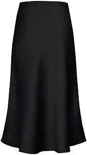 [yoeasy] Women's Satin High Waisted Solid Midi Skirt High Waisted A Line Solid Elastic Skirt