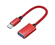 Data Cable Plug and Play Portable High Toughness Universal Type-C Male to USB 2.0 Female OTG Adapter Cable for Home - Red