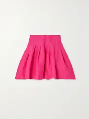 [Aje] Aje - Sheila Frayed Pleated Linen-blend Mini Skirt - Pink - UK 6 UK 6 Pink