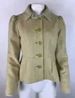 NWT Anthropologie Sz 6 Big Button Tweed Blazer Marigold Polyester Wool Blend AE