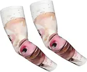 [FHEDVBN] Smiling Arm Sleeves Compression Arm Covers for Men Women Outdoor Sun Sleeves Cooling Sports Sleeve, Black