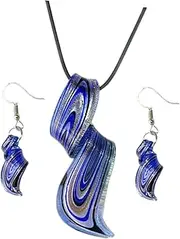 [VALICLUD] Necklace Earring present Pendants Jewelry for Women Helix Gemstone Earrings for Women Ladies Necklaces Charm Dangle Earrings Ornaments Blue