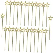 GARVALON 50pcs Cosplay Party Wands Prop Metallic Star Wands Fairy Costume Accessories Fairy Star Glitter Angel Sticks Cosplay Stage Performance Props Party Supply Golden Plating