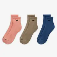在飛比找Yahoo奇摩購物中心優惠-Nike 襪子 短襪 低筒襪 一組三雙入 藍棕粉【運動世界】