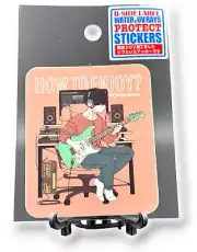 Guitar Sticker Man Playing Recording Song Quirky Japan B-Side Label