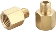 T TANYA HARDWARE Brass Fitting Reducer Adapter - 1/4" NPT Male to 1/4" NPT Female, Male to Female Pipe Adapter, 1/4 Inch NPT Brass Pipe Extension Fittings, Pack of 2