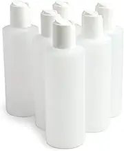 Grand Parfums 4 Oz Natural Color HDPE Squeeze Bottles with Disc Caps, for Lotions, Shampoo, Creams, Soups, and Other Liquids, 6 Count