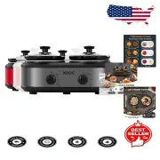 Versatile 2.5 Quart Slow Cooker & Buffet Server - Easy Clean Grey Ceramic Pots
