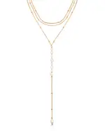 Ettika Coastal Cultured Freshwater Pearl Layered Lariat Necklace, 12.5-17.5