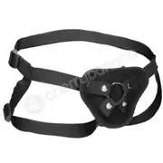 Ouch Black Velvet &amp; Velcro Adjustable Harness With O-ring