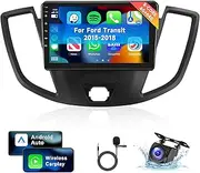 [8 CORE 4G+64G] Car Radio for Ford Transit 2015-2018 with Wireless Carplay/Android Auto, 9 Inch Android 13 IPS Touch Screen Car Stereo, Bluetooth, GPS Navi, WiFi, SWC, DSP + Backup Camera