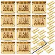 10P 3 String Roller Saddle Guitar Hard-tail Bridge Tailpiece for Cigar Box Gold