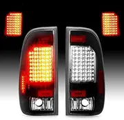 LED Tail Light Fit for 1997-2003 Ford F-150 and 2004 F-150 Heritage, for 1999-2007 F-250 F-350 Super Duty, Rear Brake Lamp Taillight Assembly Clear Lens (Fit Fleetside Models）