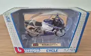 BBURAGO CYCLE SCALE 1:18 SUZUKI GSX-R750 MOTORCYCLE MODEL 11640 BLUE & WHITE