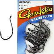 Gamakatsu Octopus Black Colour Fishing Hook Value Pack (25 Hooks) #1