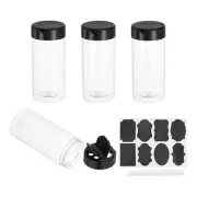 4 Pcs 8.5oz Plastic Spice Jars with Black Shaker Lids Label Marker Pen, Clear